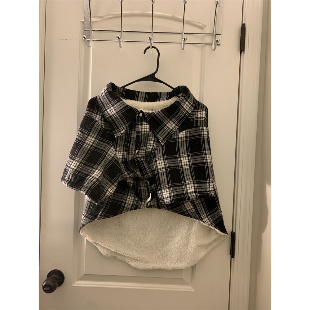 Pet Dog Cat Plaid Snap Front Jacket Coat Size 2XL